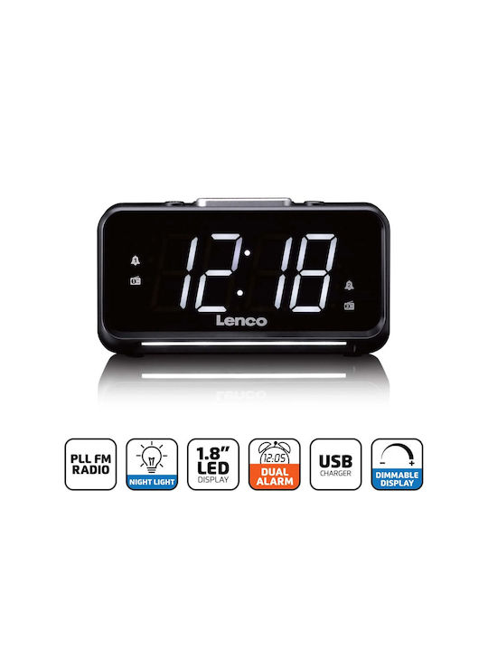 Lenco Масов Дигитален Часовник LED Черен CR-28BK