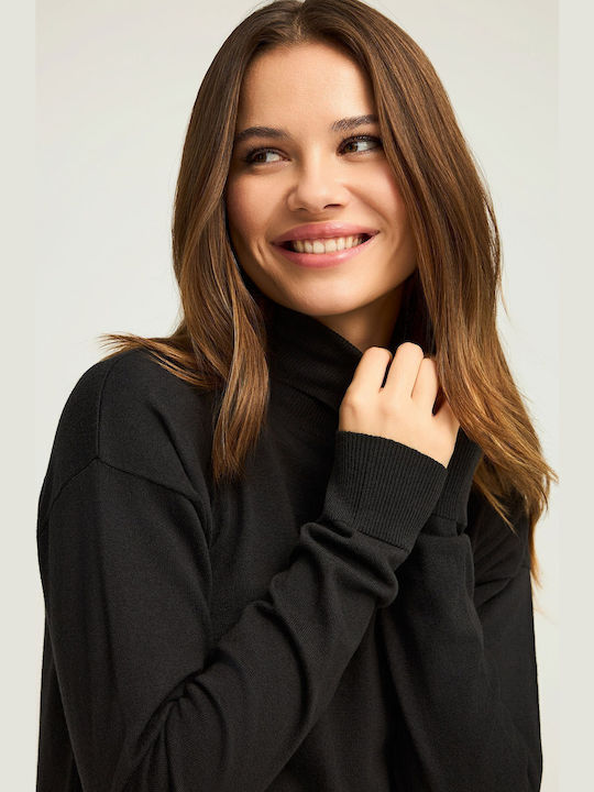 Women's Sweater Cotton Turtleneck Black
