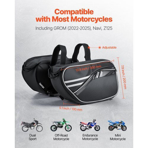 Vevor Motorcycle Saddle Side Bag 30lt in Black Colour