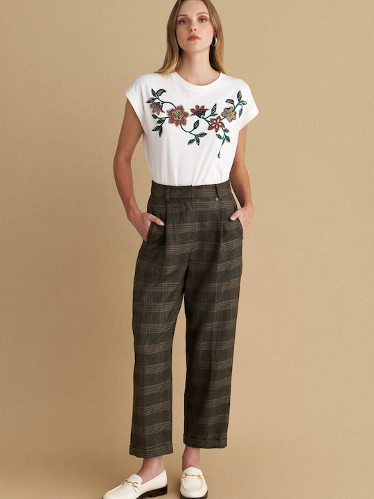 Damen Stoff Hose Geprüft Green