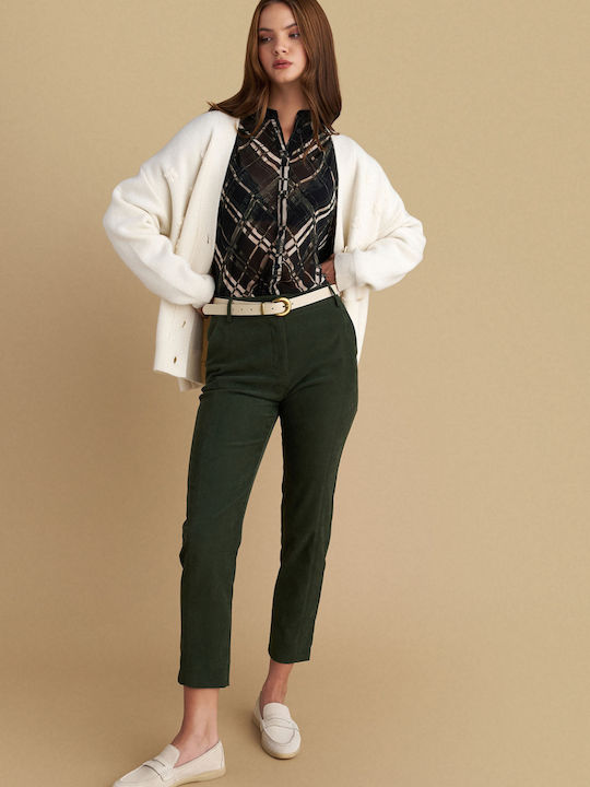 Damen Stoff Hose Green