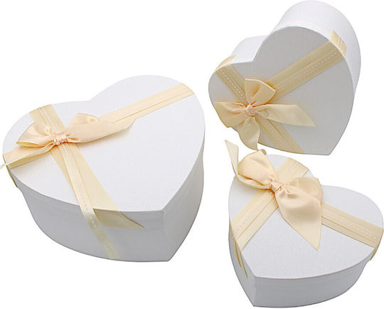Set decorativ Hârtie Cutie pentru Cadou Alb 3buc