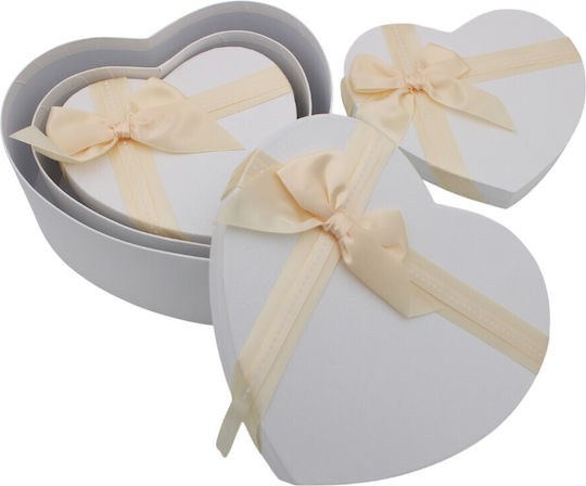 Set decorativ Hârtie Cutie pentru Cadou Alb 3buc