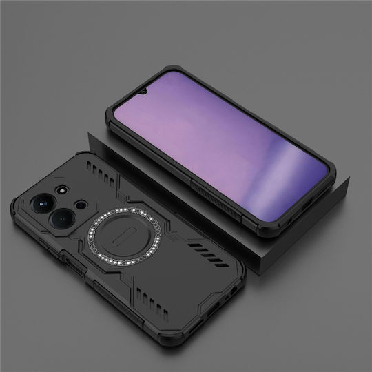 Techsuit Umschlag Rückseite Kunststoff Schwarz (Redmi 15C 4G)