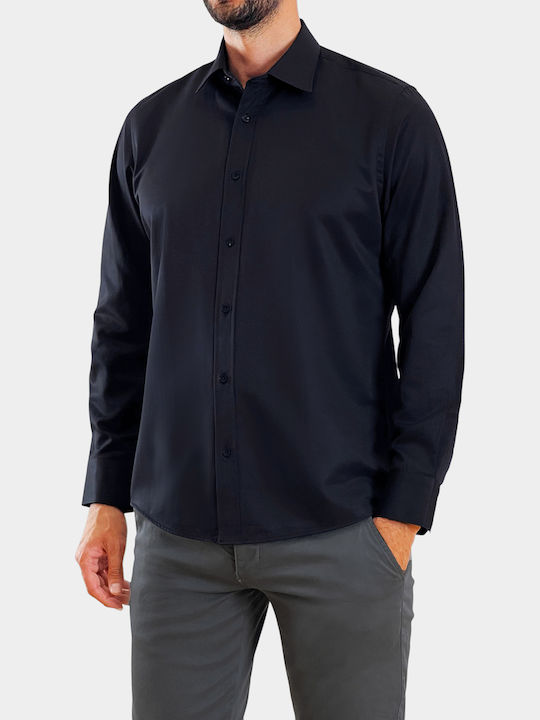 Langärmlig Baumwolle Hemd Blue Navy