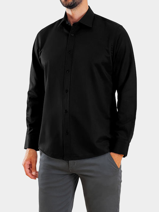 Long-sleeved Cotton Shirt Black