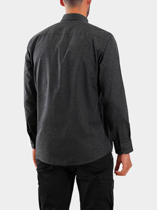 Langärmlig Baumwolle Hemd Black