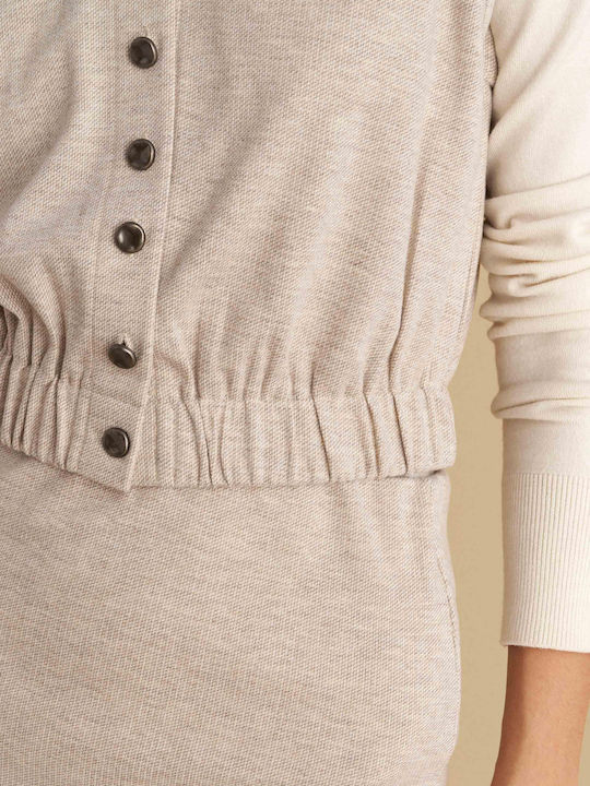 Women's Vest with Buttons Beige