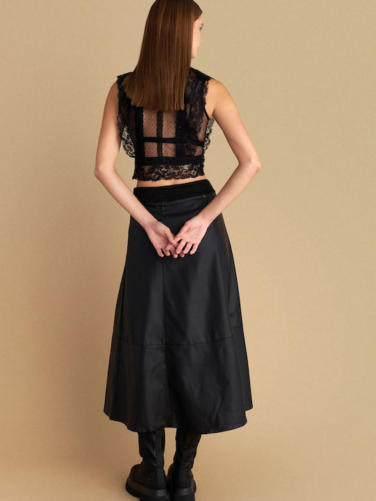 Кожа Midi Пола Black