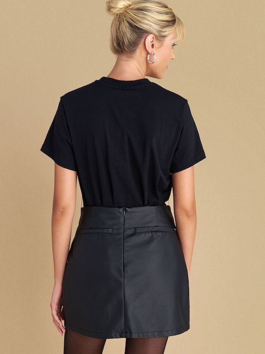 Leather Mini Skirt Black