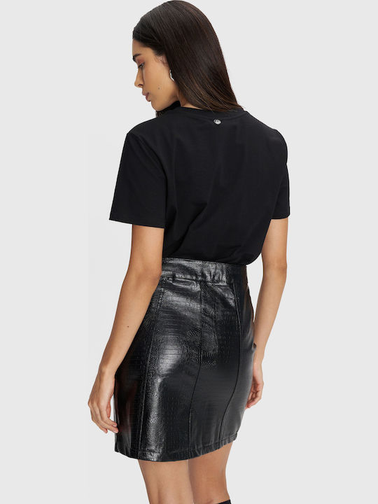 Piele Mini Fustă Black