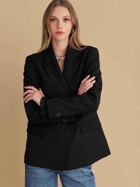 attrattivo Women's Double Breasted Blazer Black