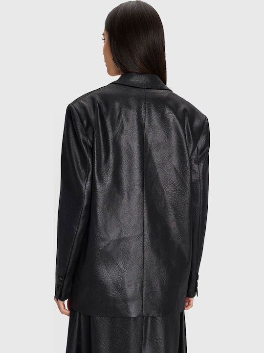 ALE - The Non Usual Casual Blazer pentru femei Piele Sacou Black