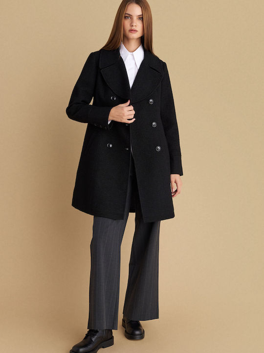 Damen Black Kurzmantel