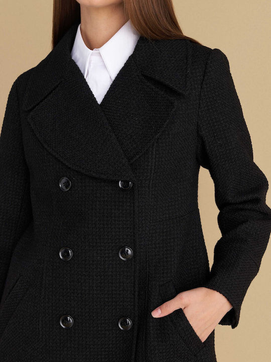 Damen Black Kurzmantel