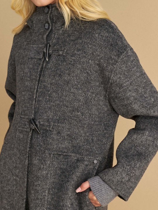 Women's Gray Coat with Hood