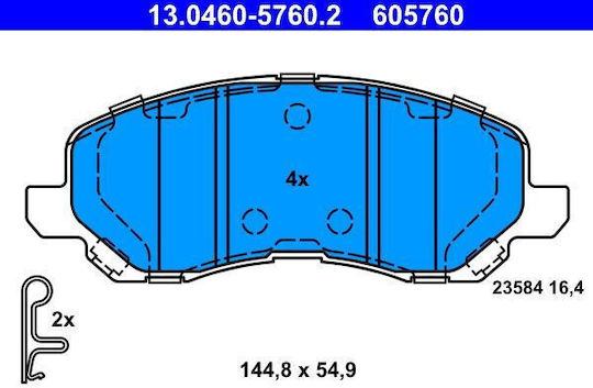 Ate Σετ Τακάκια Εμπρός 4τμχ για Citroen C4 Jeep Compass Mitsubishi Asx / Galant / Lancer