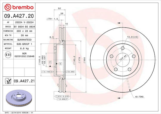 Ford Mondeo Iv Ba7 Brembo Brake Disc 09a42721