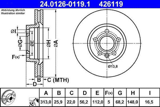 Disc de frână Ford Galaxy Wgr Ate 24012601191