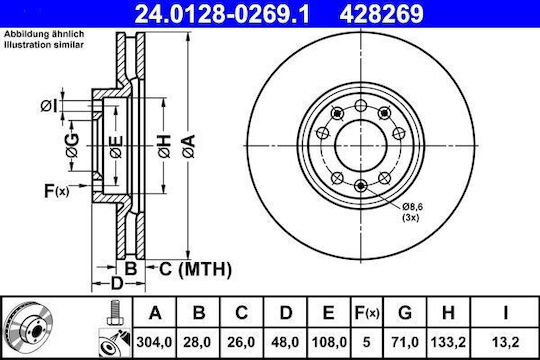 Disc de frână Citroen C4 Grand Picasso II ATE 24012802691