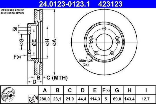 Disc de frână Ate Hyundai I30 GD 24012301231