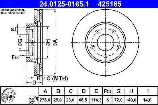 Disc de frână Mazda 3 Bk Ate 24012501651