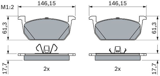 Bosch Σετ Τακάκια Εμπρός για Audi A1 Honda City Seat Arona / Ibiza / Leon Skoda Fabia / Kamiq Volkswagen Polo