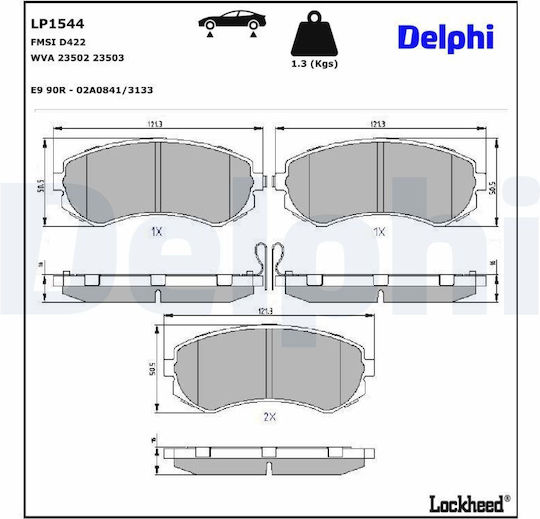 Delphi Σετ Τακάκια Εμπρός για Mitsubishi Mirage / Space Star Nissan Almera / Patrol Suzuki Ignis