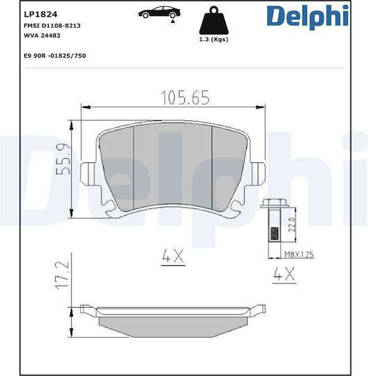 Delphi Σετ Τακάκια για Audi A3 / A4 / A6 / A8 / Q3 / TT Citroen C6 Seat Altea / Exeo / Ibiza / Leon