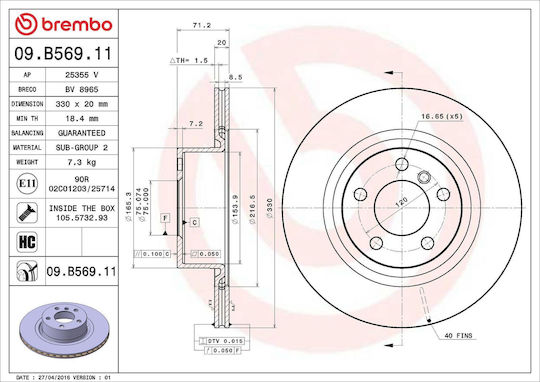 Disc de frână Bmw X4 F26 Brembo 09b56911