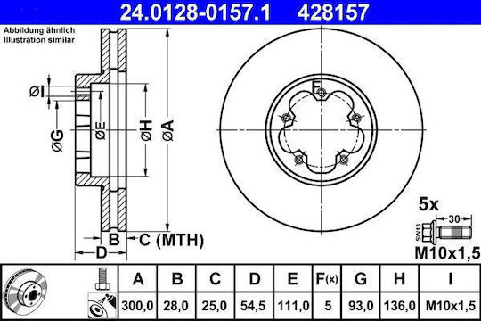 Ford Transit Tourneo Brake Disc Ate 24012801571