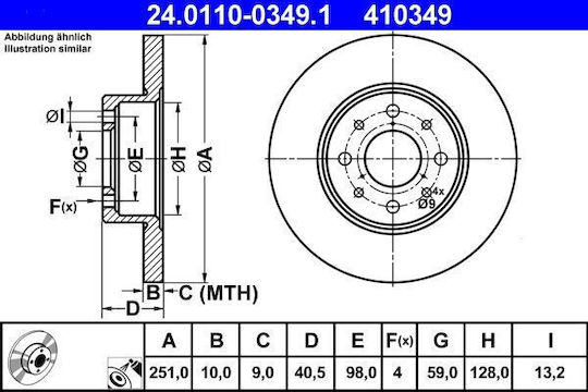 Brake Disc Alfa Romeo Mito 955 Ate 24011003491