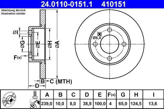 Disc de frână Seat Cordoba 6k1 6k2 Ate 24011001511