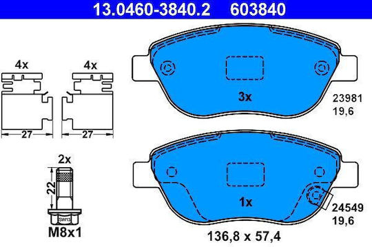 Plăcuțe de frână Fiat 500l 199 Ate 13046038402