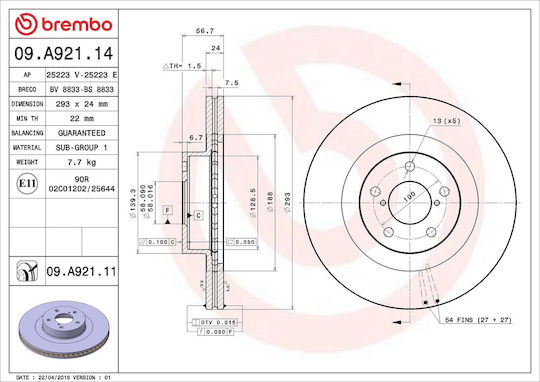 Subaru Impreza Sedan Gd Brembo Brake Disc 09a92111