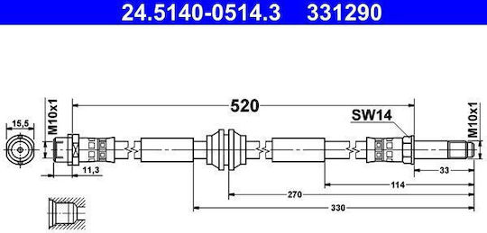 Furtun de frână Vw Multivan V 7hm 7hn 7hf 7ef 7em 7en Ate 24514005143