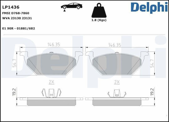 Delphi Σετ Τακάκια για Bentley Continental