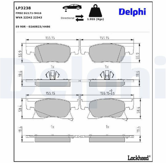 Delphi Σετ Τακάκια για Bentley Continental