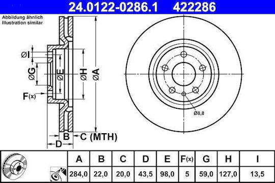 Bremsenscheibe Fiat 500l 199 Ate 24012202861