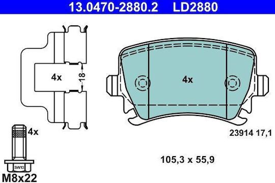 Brake Pads Audi A3 8p1 Ate 13047028802