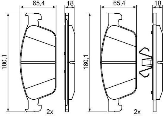 Bosch Σετ Τακάκια για Ford Focus / Kuga / Tourneo Connect / Transit Connect