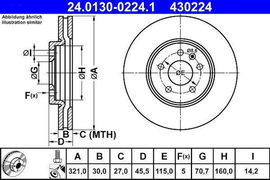 Opel Astra Gtc J Brake Disc Ate 24013002241