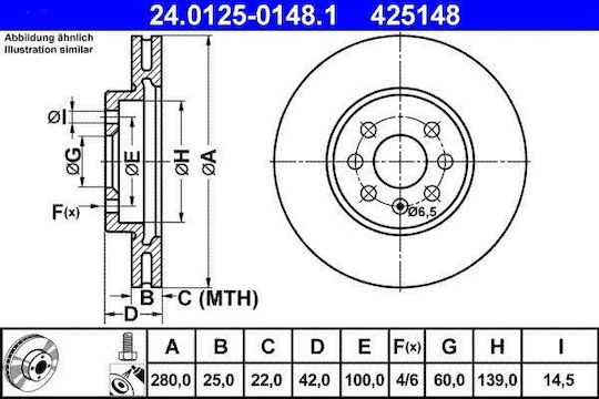 Brake Disc Opel Combo Tour Ate 24012501481