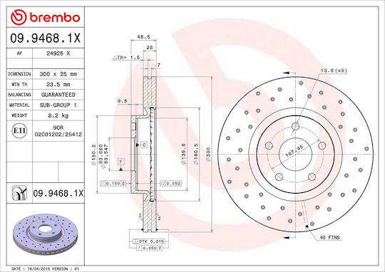 Ford C-max Dm2 Brembo 0994681x Brake Disc