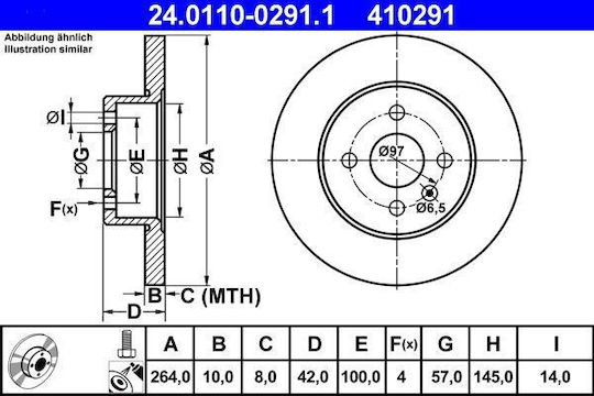 Opel Astra H Twintop L67 Brake Disc Ate 24011002911
