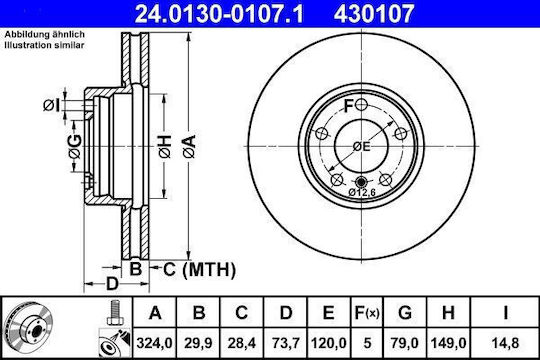 Disc de frână Bmw 5 E39 Ate 24013001071