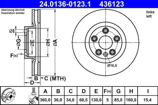 Vw Touareg 7p5 Bremsscheibe Ate 24013601231