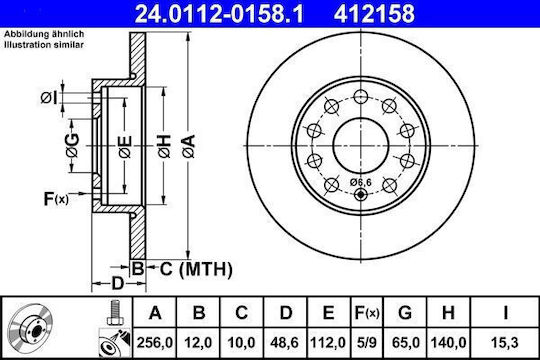 Disc de frână Audi A3 8p1 Ate 24011201581