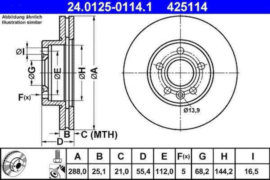 Disc de frână Ford Galaxy Wgr Ate 24012501141