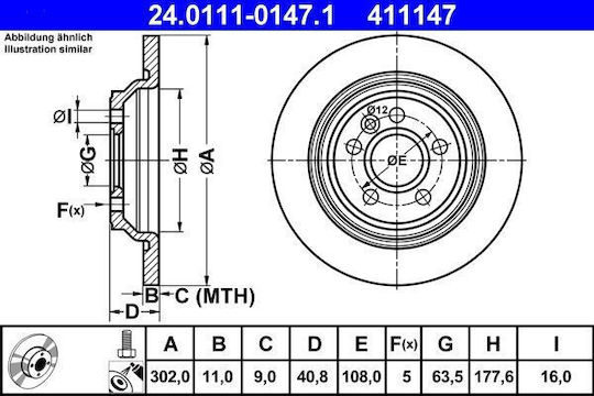 Volvo S60 Ii Ate Brake Disc 24011101471